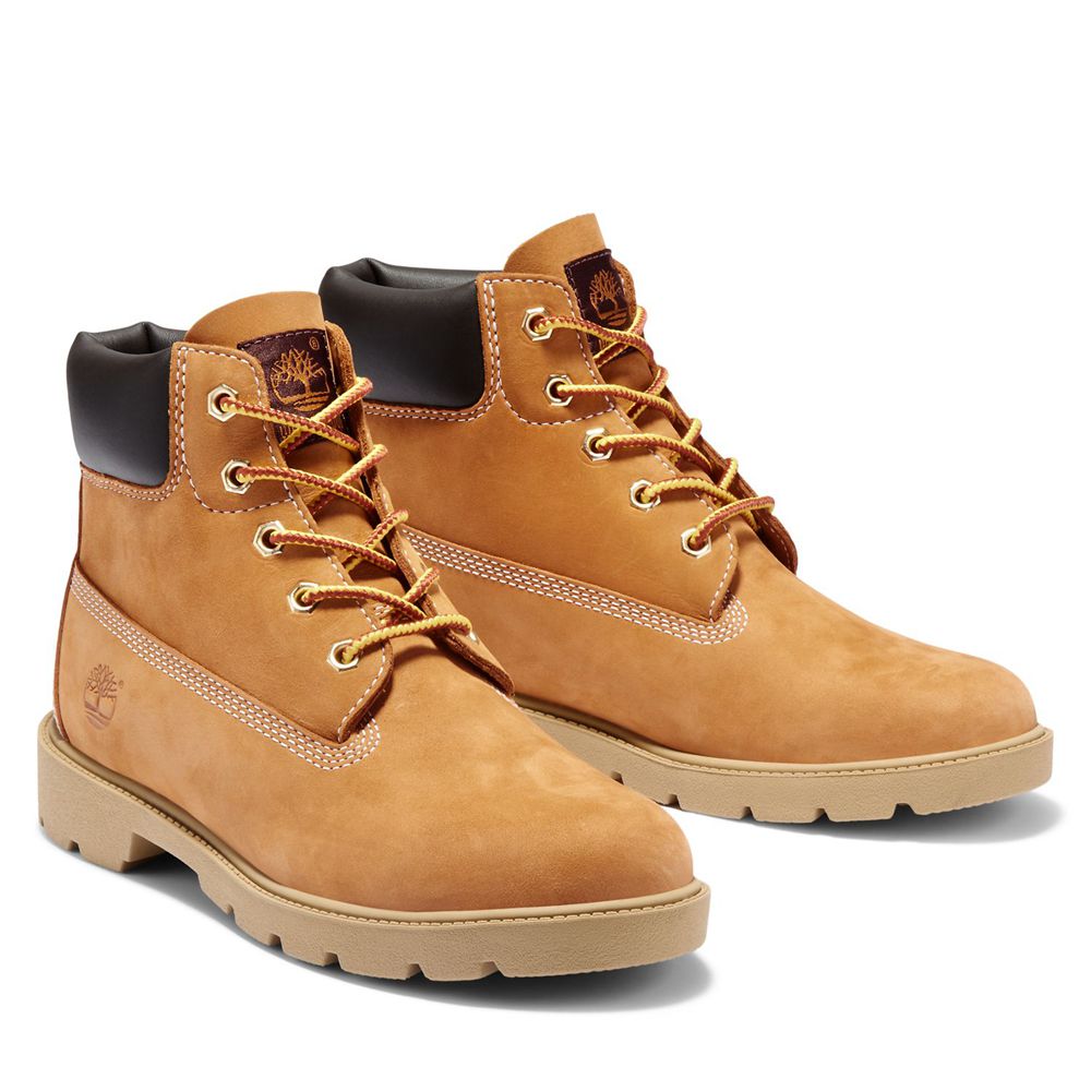 Timberland 6-Inch Μποτακια Παιδικα Καφε/Μαυρα - Junior Classic Waterproof - Greece 2673914-GV